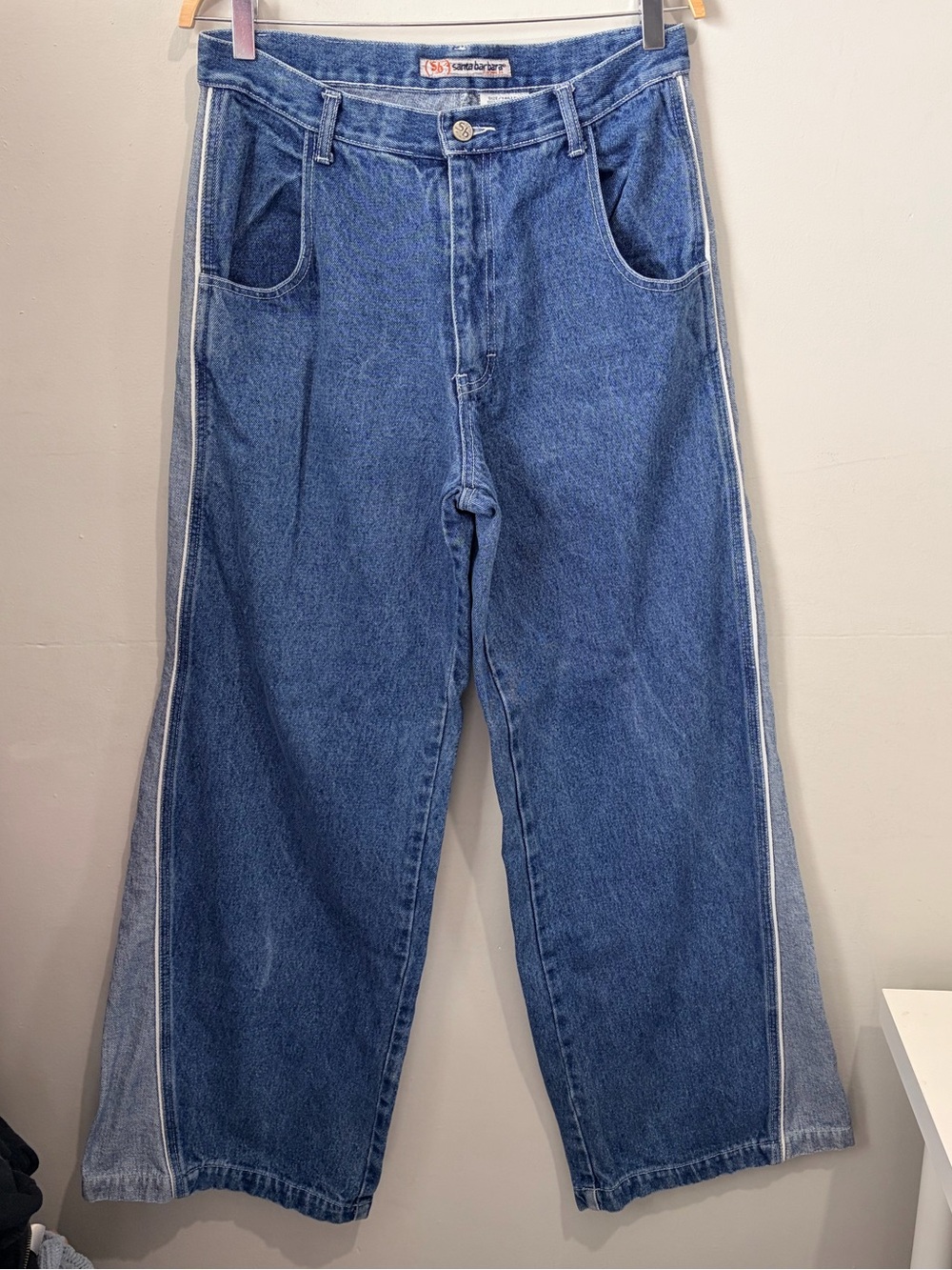Santa Barbara Vintage Y2K Side Stripe Baggy Wide Leg Skate Jeans Size 11